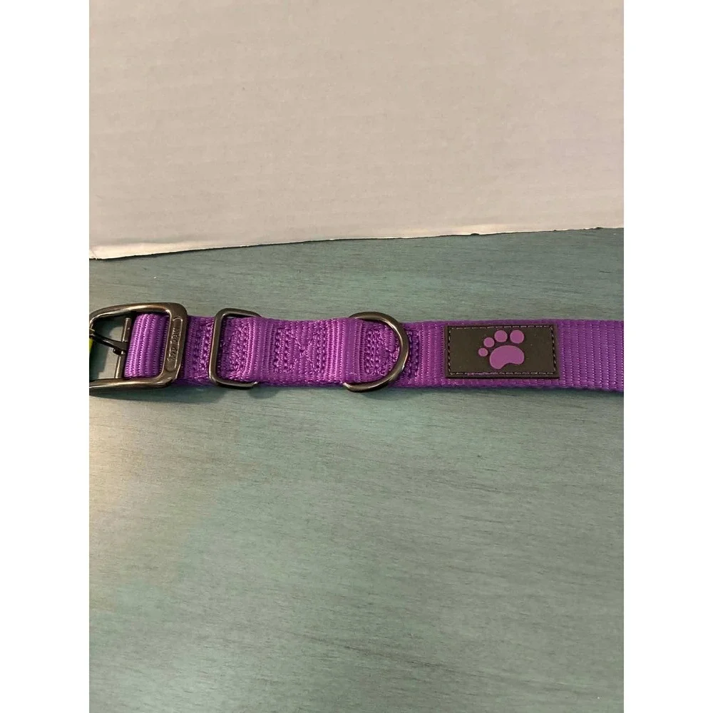 Top Paw Buckle Collar Dog Medium Purple New Nylon Gunmetal Hardware 16-20in
